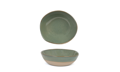 FOH DBO163GRP22 24 Oz. Moss Round Porcelain Artefact Bowl