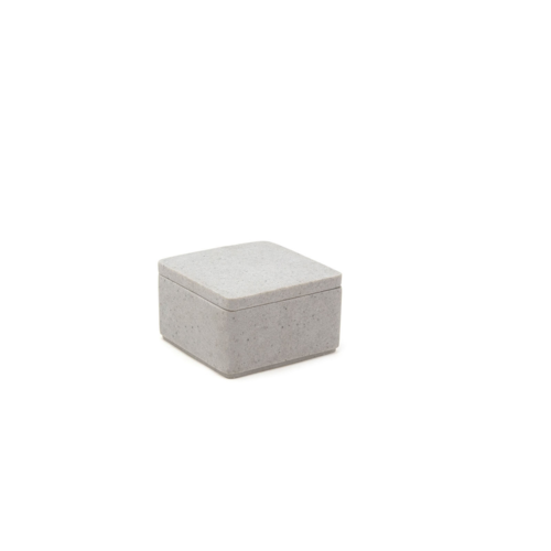 FOH RJR025GYR22 4" W Cement Grey Square Stone Jar