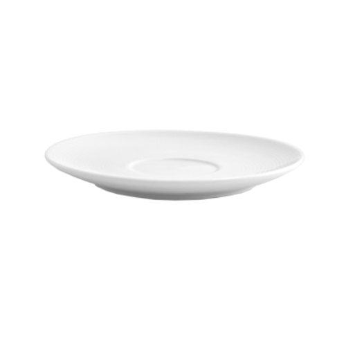 FOH DBB003WHP23 6" Dia. White Porcelain Round Spiral Bouillon or Cream Soup Bowl Saucer