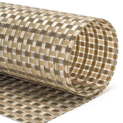 FOH XPM117TAV83 16" W Tan Vinyl Rectangle Metroweave Placemat