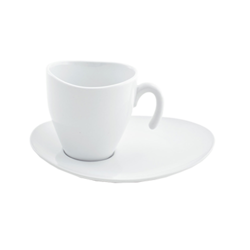 FOH DCS010WHP22 8 Oz. Round Porcelain Ellipse Cup and Saucer Set