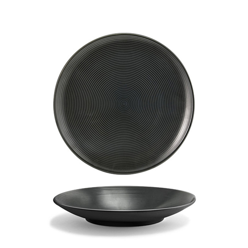 FOH DBB001BKP23 6.5" Dia. Round Porcelain Ink Spiral Plate