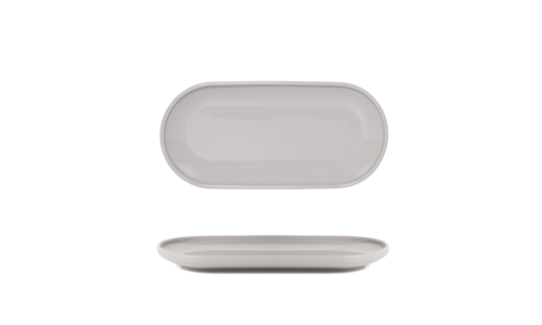 FOH DSU012GYP23 11" W Oval Porcelain Stone Bevel Plate
