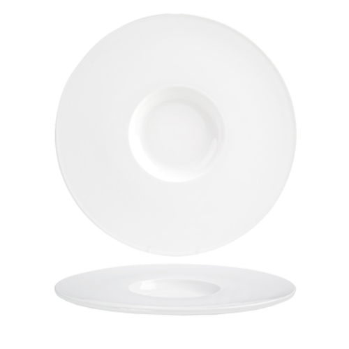 FOH DDP039WHP22 12.5" Dia. Round Porcelain Wide Monaco Plate