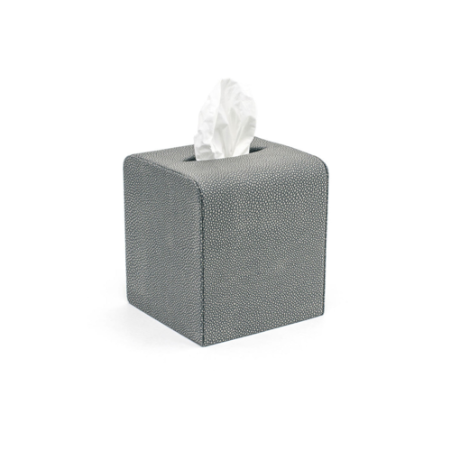 FOH RTB024GYL21 5" W Gray Faux Leather Square Tissue Cover