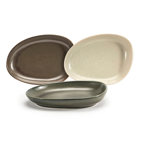 FOH DSP032ESP23 8" W Oval Porcelain Mocha Kiln Plate