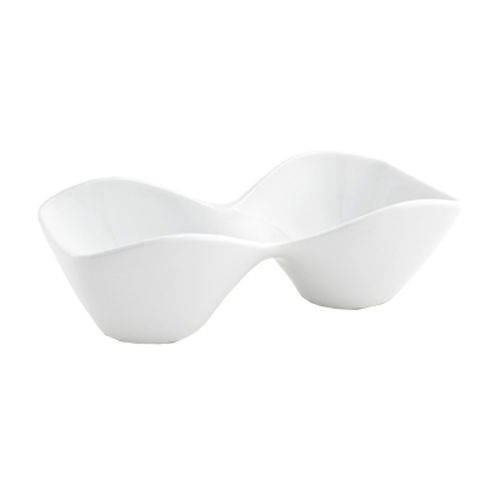 FOH BBO022WHP22 8" W Rectangular Porcelain Duo Pod Server