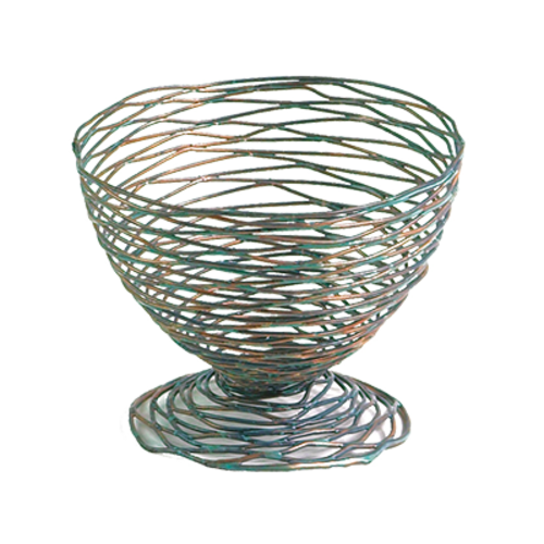 FOH TBB008PTI92 6.5" H x 8.3" W x 8.3" D Steel Round Patina Wireware Urn