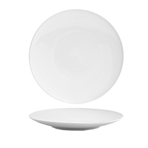 FOH DDP048WHP22 10.5" W Round Porcelain Spiral Plate
