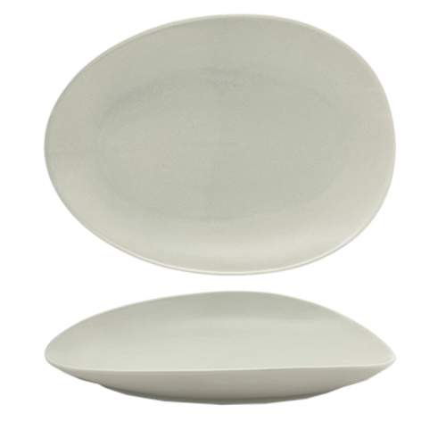 FOH DOS030GYP20 12" W Pumice Oval Porcelain Tides Plate