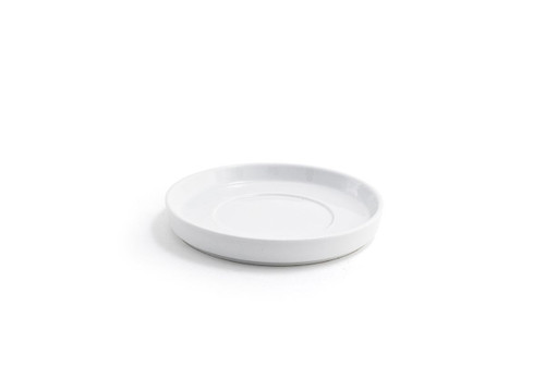 FOH DCS014WHP23 5.75" Dia. x 0.75" H White Porcelain Round Raised Rim Soho Saucer