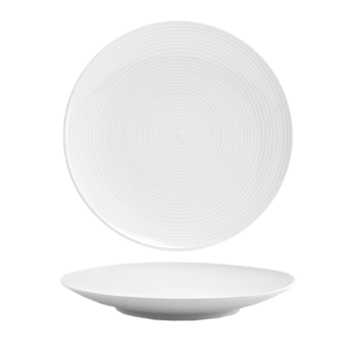 FOH DSP022WHP22 9.5" Dia. White Round Porcelain Spiral Plate