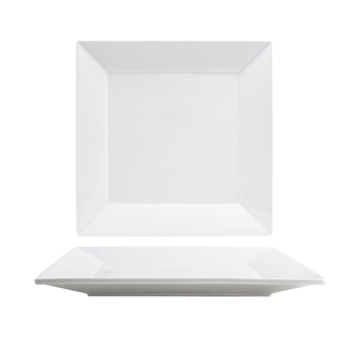 FOH DOS027WHP21 11.75" W White Square Porcelain Rolled Kyoto Plate