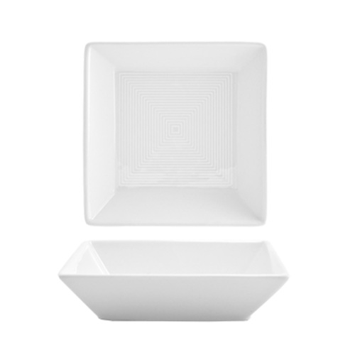 FOH DBO008WHP23 10 Oz. White Square Porcelain Spiral Bowl