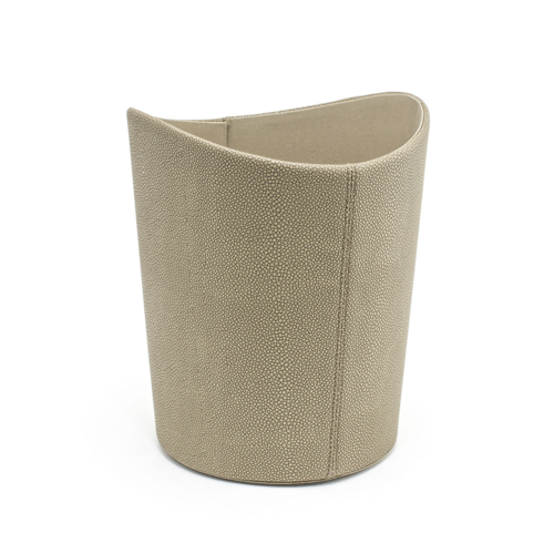 FOH RWA027BEL21 8 Qt. Beige Faux Leather Cylinder Dune Waste Can