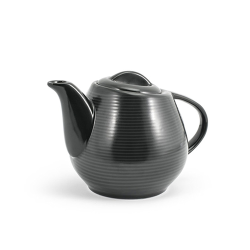 FOH BTP002BKP12 15 Oz. Ink Porcelain Round Spiral Teapot with Lid and Handle