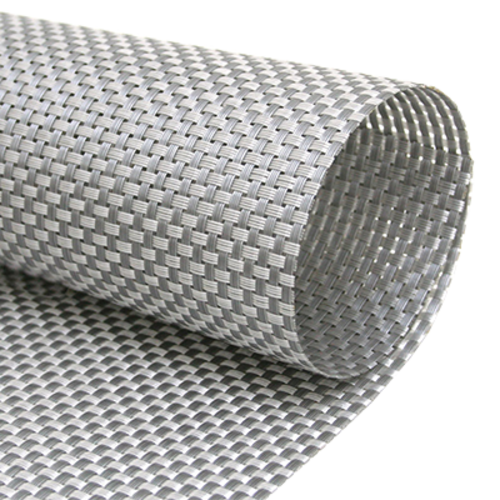 FOH XPM075SIV83 16" W Pewter Vinyl Rectangle Metroweave Placemat