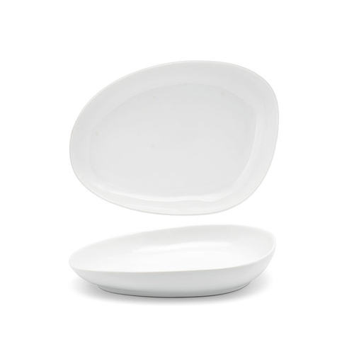 FOH DSP032WHP23 8" W White Oval Porcelain Kiln Plate