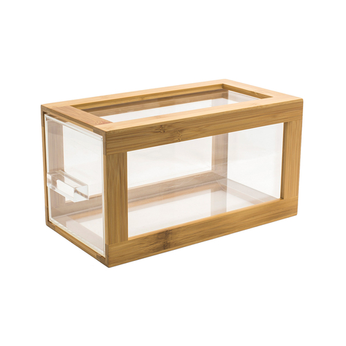 FOH BHO084BBB20 6.5" W x 13" H Acrylic and Wood Self-Service Bamboo Housing or Drawer Set
