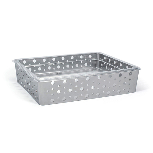FOH BHO117BCI20 12.5" W x 10" D x 2.75" H Silver Metal Rectangular Shallow 1/2 Size Dots Housing or Pan Set