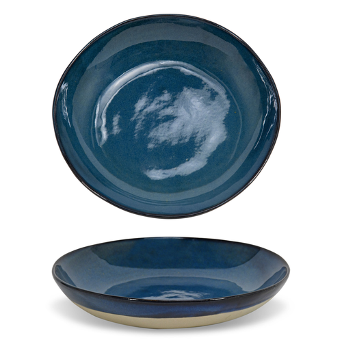 FOH DBO194BLP21 58 Oz. Indigo Round Porcelain Artefact Bowl