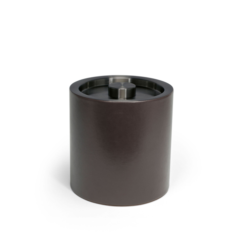 FOH RIB025BRL21 3.5 Qt. Brown Stainless Steel Round Ice Bucket with Lid