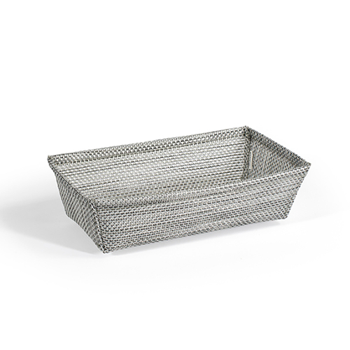 FOH RBA005GYV22 7.5" L x 4" W x 2" H Mesh Gray Woven Vinyl Rectangular Metroweave Basket