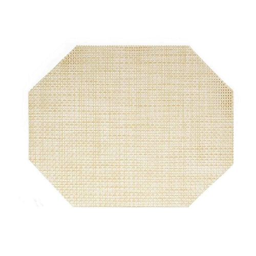 FOH XPM049NAV83 11" W Natural Vinyl Rectangle Metroweave Placemat