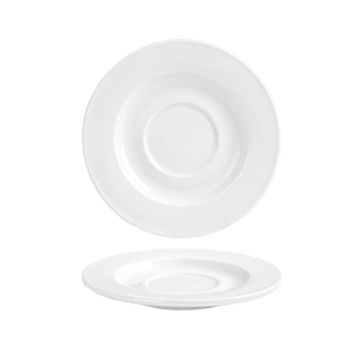 FOH DCS044WHP23 6" Dia. White Porcelain Round Wide Rim Monaco Saucer