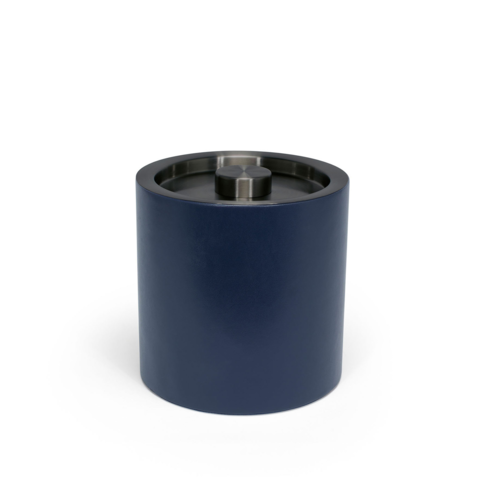 FOH RIB025BLL21 3.5 Qt. Blue Stainless Steel Round Ice Bucket with Lid