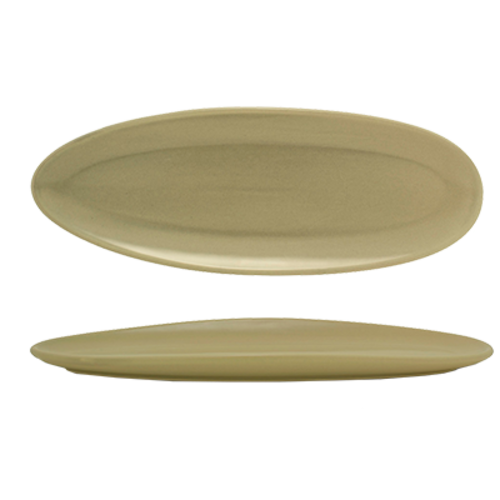 FOH DSU008GRP23 11.5" W Oval Porcelain Sea Grass Tides Slim Plate