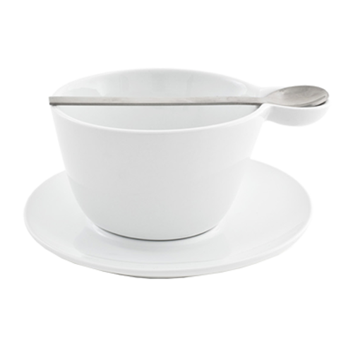 FOH DCS040WHP23 6" Dia." x 0.25" White Porcelain Round Raised Edge Harmony Saucer