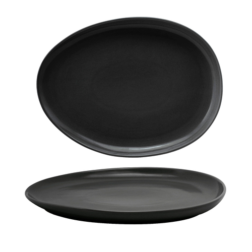 FOH DOS032BKP20 13" W Mussel Oval Porcelain Tides Plate