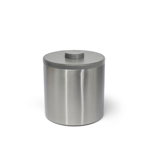FOH RIB048BSS21 3 Qt. Silver Stainless Steel Round Ice Bucket with Lid