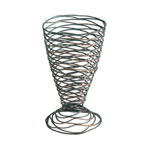 FOH TCS008PTI23 4" Dia. x 7" H Powder-Coated Iron Round Hand-Fused Patina Wireware Cone Basket