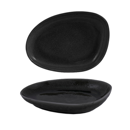 FOH DSP032BKP23 8" W Oval Porcelain Pepper Kiln Plate