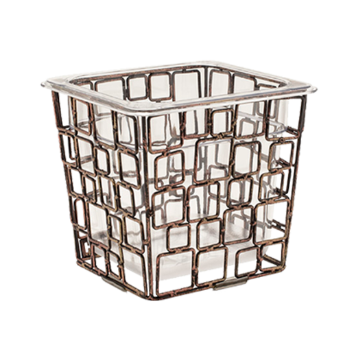 FOH BHO061GOI21 7" W x 6.5" D x 6" H Metal Rectangular 1/6 Size Coppered Link Housing or Pan Set