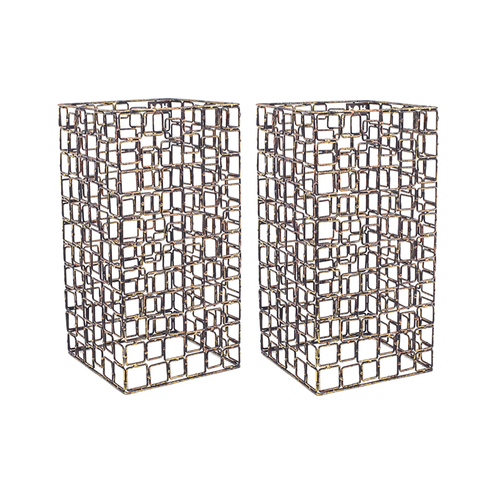 FOH BRI011GOI28 6.5" W Brown Metal Square B Buffet Building Blocks Link Display Riser