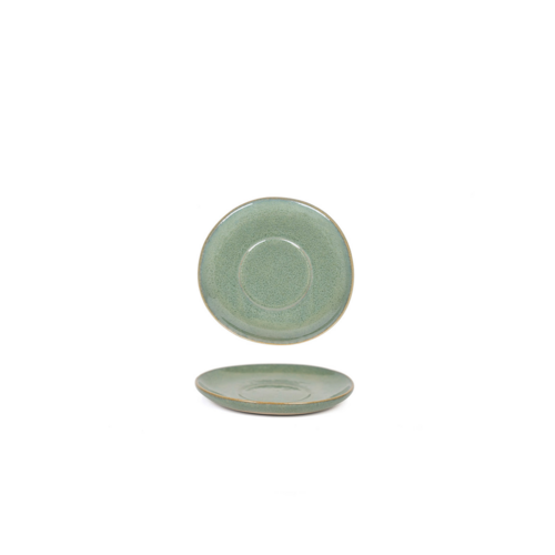 FOH DCS070GRP23 4.5" Dia. x 0.5" Moss Porcelain Reactive Finish Round Artefact Saucer