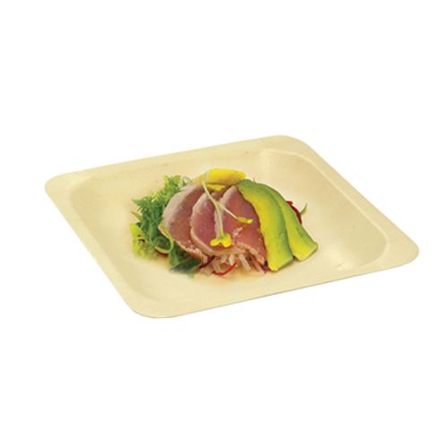 FOH DAP064NAW28 9 Oz. Natural Wood Square Servewise Disposable Plate