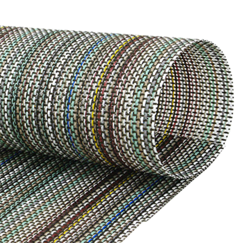 FOH XPM087BRV83 16" W Blue Vinyl Rectangle Metroweave Placemat