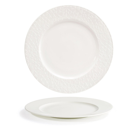 FOH DDP080BEP21 11.5" Dia. Round Porcelain Embossed Facet Catalyst Plate