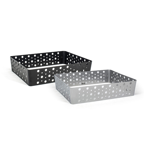 FOH BHO115BCI20 12.25" W x 9.5" D x 2.75" H Powder-Coated Iron Rectangular Shallow 1/2 Size Buffet Building Blocks Dots Housing