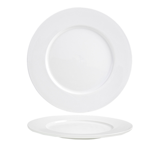 FOH DOS016WHP12 12.5" Dia. Round Porcelain Wide Monaco Plate