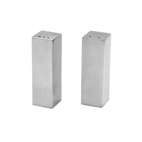 FOH TSP015BSS22 1" W Stainless Steel Square Serving Accessories Salt and Pepper Set