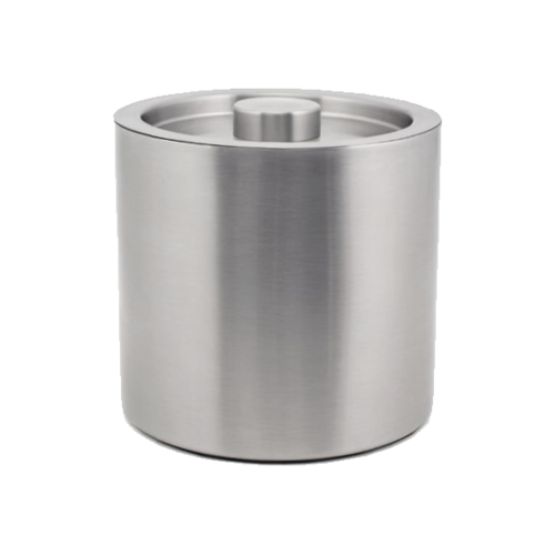 FOH RIB024BSS21 3 Qt. Silver Stainless Steel Round Ice Bucket with Lid