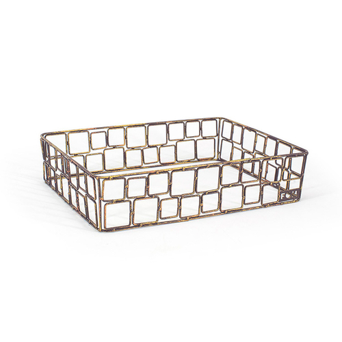 FOH BHO095GOI20 12.25" W x 9.5" D x 2.75" H Copper Finish Iron Rectangular 1/2 Size Buffet Building Blocks Housing Only