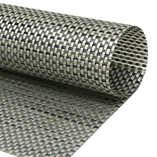 FOH XPM042SIV83 13" W Silver Vinyl Square Metroweave Placemat