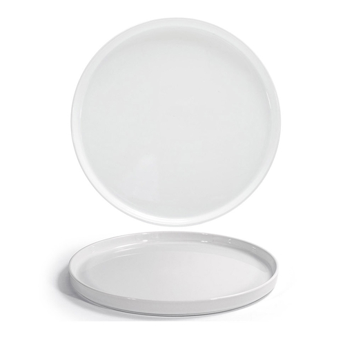 FOH SPT066WHP20 14" W Round Porcelain Deep Raised Edge Soho Platter