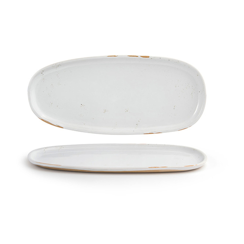 FOH DSP037BEP23 11" W Oval Porcelain Ash Artefact Plate